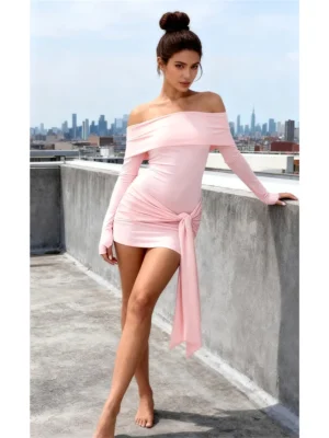 Fall Women's Off Shoulder Mini Dress