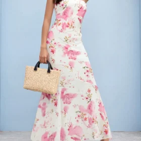 Women Tube Top Dress Retro Flower Printed